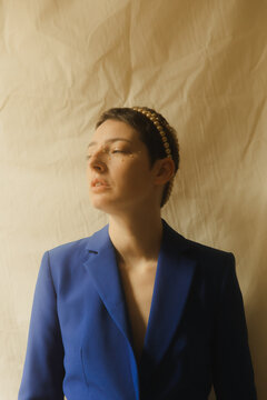 woman in blue.