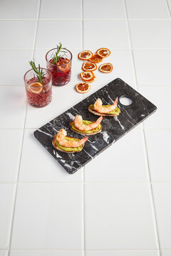 Avocado and Shrimp Crostini
