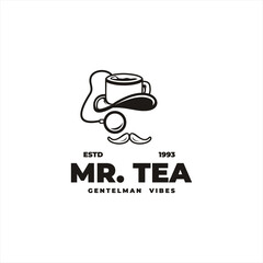 Aromatic tea with gentleman vibes, logo design retro outschool style