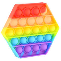 Pop it silicone rainbow anti-stress toy isolated on white background. Simple dimple, popular modern stress relief toys for adults and children. Fidget kid toy, Pop Bubble Fidget