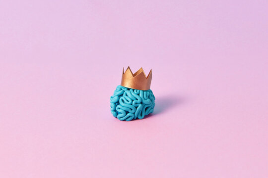 Blue brain with crown