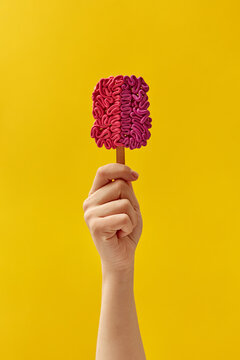 Woman holding brain ice cream