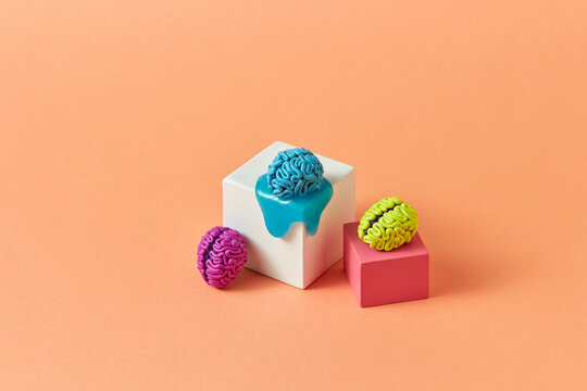 Brains with slime on cubes