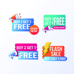Buy 1 Get 1 Free template. Special offer banner design. Shop now.