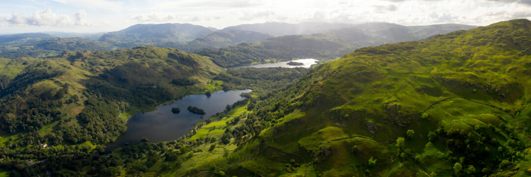 Rydal water in the lake district Aerial