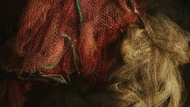 Commercial fishing net waste, fishing plastic pollution