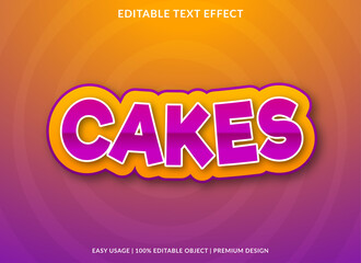 cakes text effect template design with abstract and bold style use for business brand and logo
