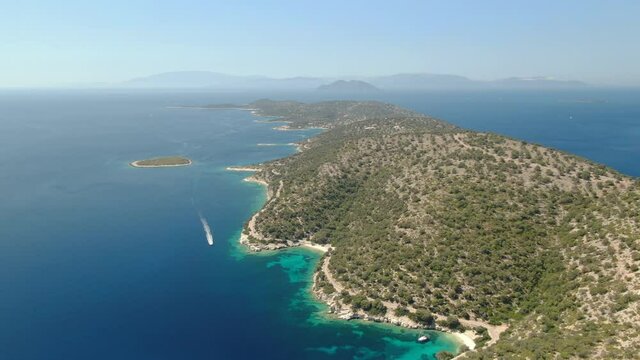 Breathtaking Aerial View of the Ionian Island Coastline of Kastos, Greece