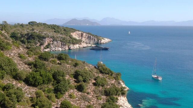 Breathtaking Aerial View of Kastos Coast, an Ionian Island in Greece