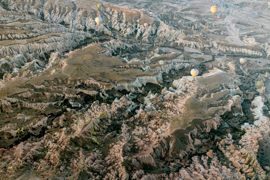 Aerial view landscape of the Cappadocia valley