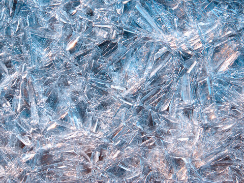 closeup macro water abstract patterns of Ice crystals 