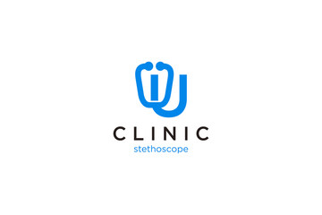 Letter U Logo with stethoscope for medical and pharmacy.