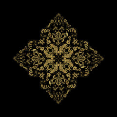 golden doodles on dark black background on snowflakes style