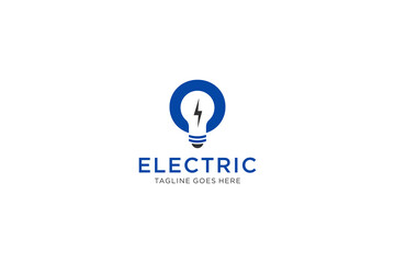 O Letter Logo Design With Light bulb and lightning bolt. Electric Bolt Letter Logo.