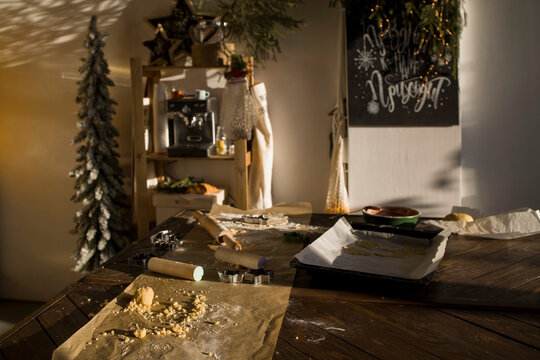 Stylish kitchen studio in a Christmas season