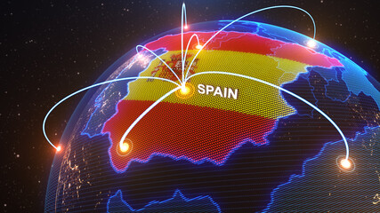 a world map of Spain, 3d rendering, - 439481753