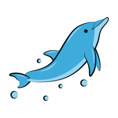 flat color vector illustration of a blue dolphin