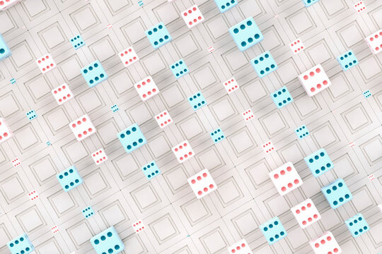 Dices and other abstract form on grey background
