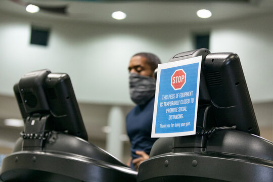 Gym: Sign On Treadmill To Promote Social Distancing