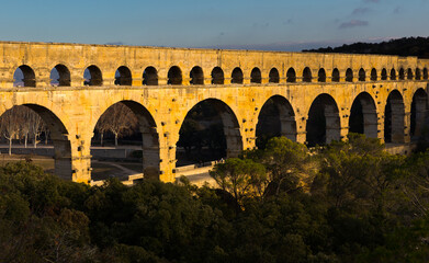 Fototapeta premium View on The Aqueduct Bridge over river in France outdoor.