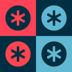 Obraz premium Pop art Medical symbol of the Emergency - Star of Life icon isolated on color background. Vector