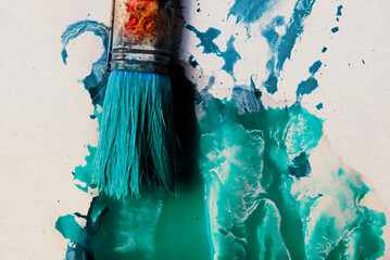 Paint brush with paint