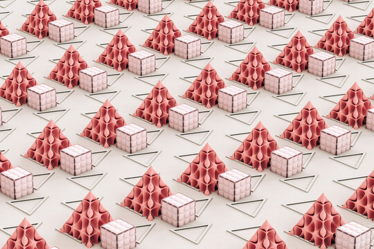 Strange pink pyramids and cubes