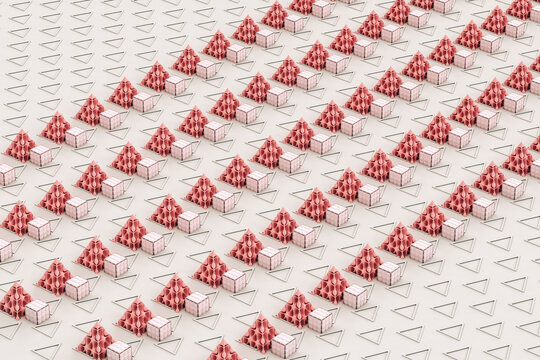 Strange pink pyramids and cubes
