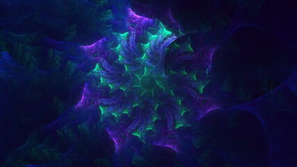 3D rendering abstract multicolor fractal light background