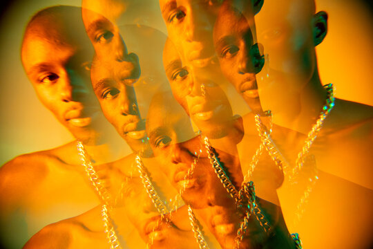 Fractal Portrait With Kaleidoscopic Filter Of A Black Man.