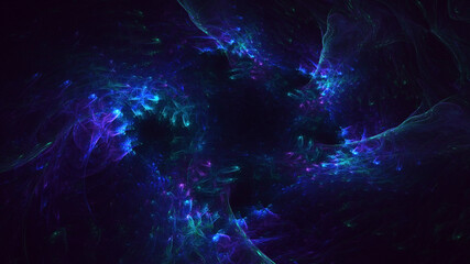 3D rendering abstract multicolor fractal light background