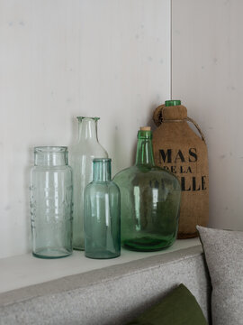 Vintage glass storage vases, bottles or jars