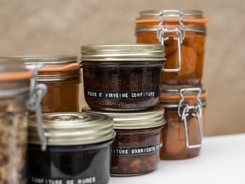 Jars with preserved food