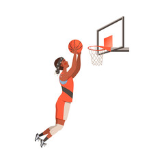 Young Man Playing Basketball Doing Sport and Physical Exercise Training Body and Muscle Vector Illustration