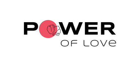 Love power decorative text with poppy flower vector, fashion