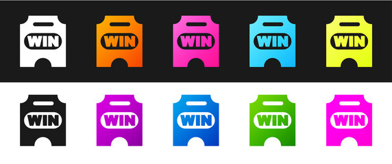 Set Circus ticket icon isolated on black and white background. Amusement park. Vector