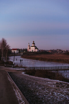 Landscape of a Russian city in winter.
