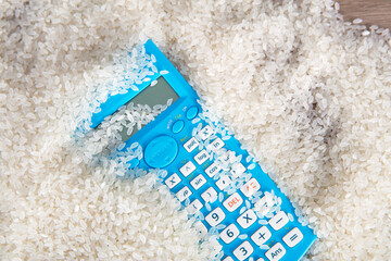 Calculator buried in the rice