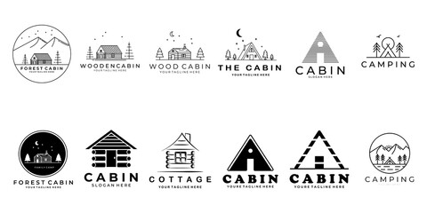 Fototapeta na wymiar set or bundle cabin logo vector symbol icon illustration design