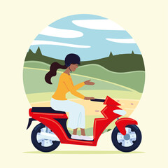 Fototapeta na wymiar woman on motorcycle