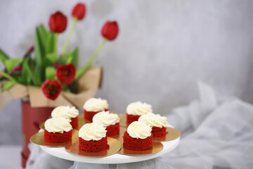 Beautiful festive cake biscuit with different creams