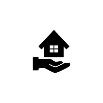 recommend clip art: Real estate, house insurance in solid black flat shape glyph icon, isolated on white background 