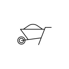 Fototapeta na wymiar Barrow cart, wheelbarrow icon in flat black line style, isolated on white background 