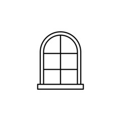 Window icon in flat black line style, isolated on white background 