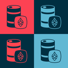 Pop art Metal beer keg icon isolated on color background. Vector
