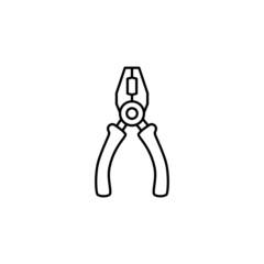 Pliers icon in flat black line style, isolated on white background 