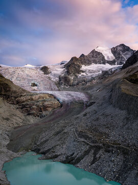 Sunset at Moiry glacier