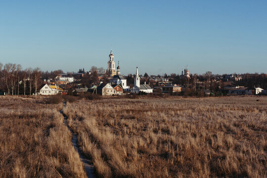 Landscape of a Russian city in winter.