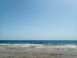 Fototapeta na wymiar Seaview, sand and empty sky