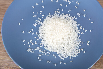 A pile of white rice on the plate